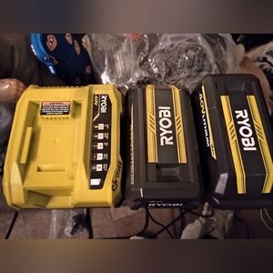 Ryobi 40v 4Ah batteries and charger